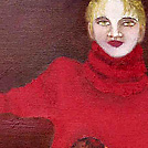 赤いセーターの女